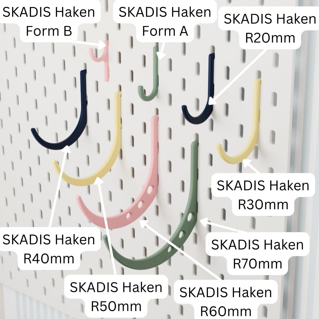 Stl Datei von Haken passend für des SKADIS IKEA Pegbord in verschienden Größen