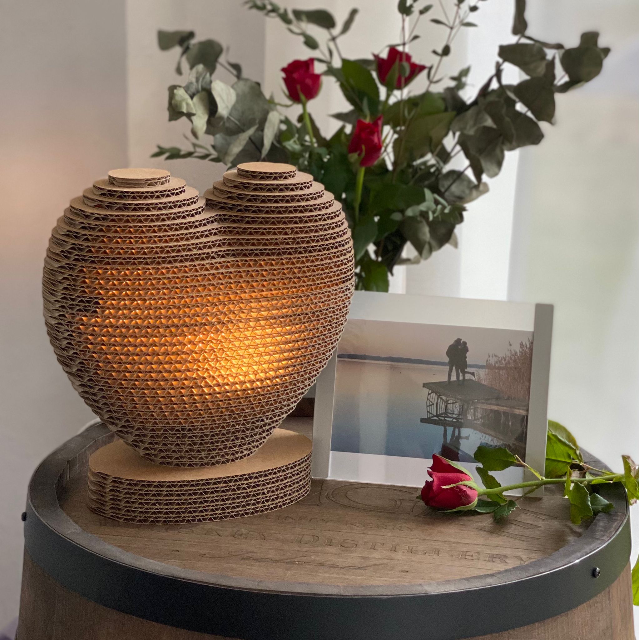 Wellpapplampe Herz